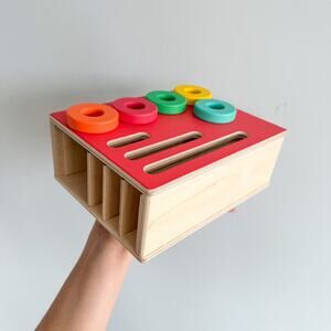 Lovevery The Realist Play Kit Count & Slide Ring Chute Toy Red